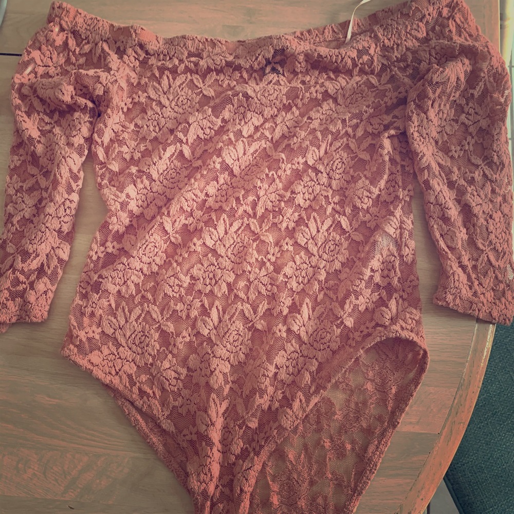 Pink Off-Shoulder Bodysuit